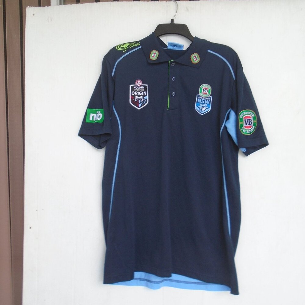 State of Origin NSW Blues Mens Rugby Shirt Size L Blue